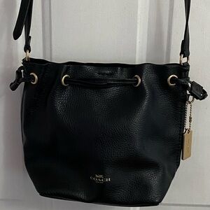Coach Black Shoulder Bag with Gold Accents